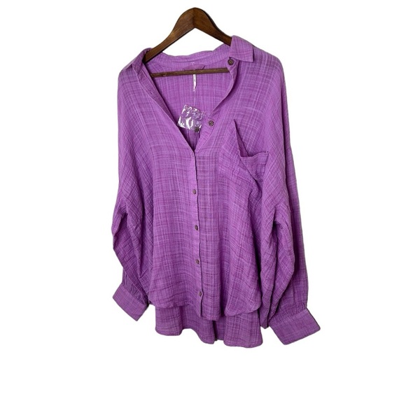 Free People Women’s Oversized Long Sleeve Top Shirt - Picture 2 of 10